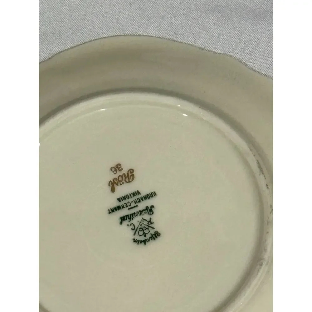 Set of 4 Rosenthal Selb Germany Pink Rose Floral Gold Trim Bread & Butter Plates
